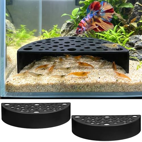 DOPENSPI 2 Stück Garnelen Versteck aus Plastik,Schwarz Aquarium Unterirdische Höhle aus ABS für Garnelen und Kleine Fische zum Verstecken und Ausruhen