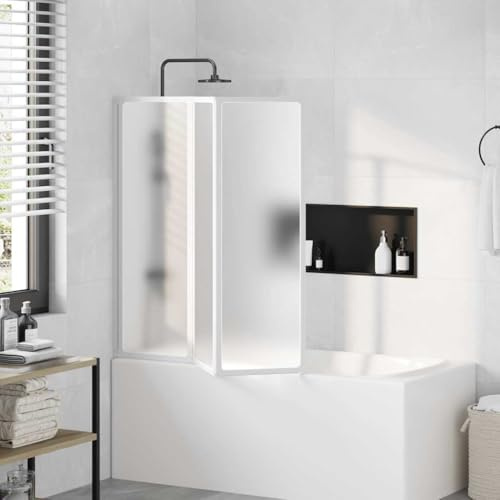 Faltbare Duschabtrennung für Badewanne mit 3 Paneelen und Alurahmen, 117x120 cm faltbare Duschwand für platzsparenden Einsatz