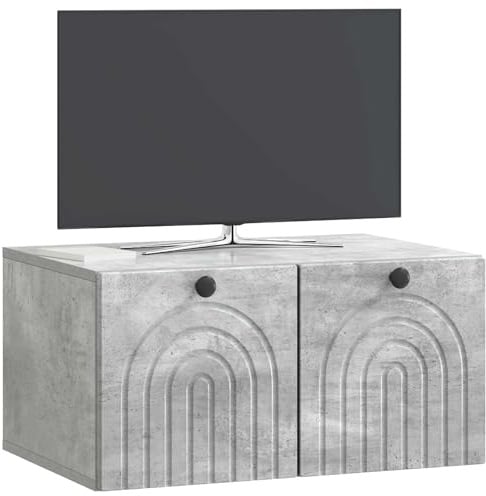 vidaXL Wandmontierter TV-Schrank Betongrau 59,5 x 41 x 30 cm, Modernes Wohnzimmer Lager, rechteckiges Design, Wandregal, praktische Medieneinheit, viele Entertainment Plätze