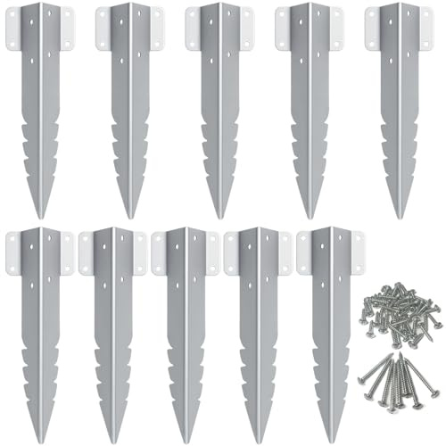 Railway Sleeper Brackets, 10Pack Heavy Duty Metal Garden Sleeper Stakes for Garden Edging, Galvanised Steel Serrated Railway Sleeper Stakes Fixings for Timber Raised Beds, Screws Included