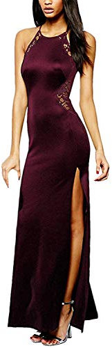 Angelwing da Donna Sottile Vestito con Aberturas Abito Maxi di Pizzo Senza Schienale Vestiti da Cerimonia Abito da Sera Partito Festa Banchetto