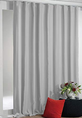 Bestlivings Verdunkelungsgardine mit Kräuselband Shadow 135 x 295 cm (Breite x Länge) in Grau, Extra Lange Blackout Gardine in vielen Variationen
