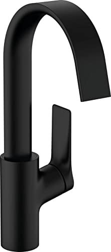 hansgrohe Waschtischarmatur Vivenis, Wasserhahn Bad mit Auslauf Höhe 210 mm, mit Zugstange, Badarmatur wassersparend, 120° drehbar, Mattschwarz