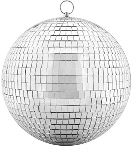Updated 250mm Mirror Disco Ball with Hanging Ring, Silver Glitter Ball Great for Party or Dj Dance Light Effect Christmas Photo props