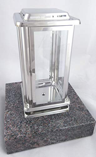 designgrab Grablampe Royal aus Edelstahl mit Granitsockel aus Granit Paradiso, Gläser aus Klarglas