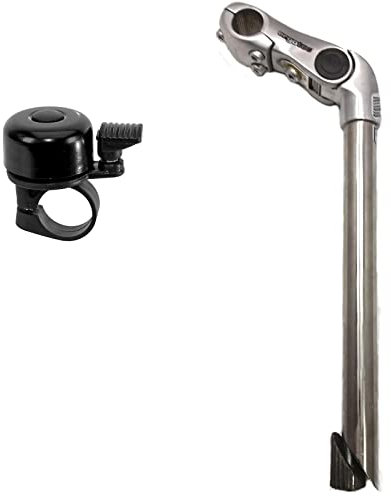 Ergotec Lenkervorbau Kobra Vario Tube Edelstahl Schaft 25.4mm Klemme 25,4 mm 90/300 mm verstellbar inkl. Fahrradklingel