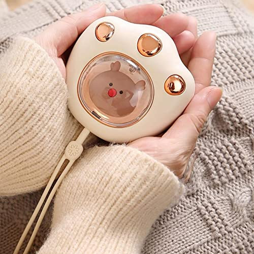Liuyoyo Hand Warmers Rechargeable, Electric Cat Paw Cute Hand Warmer 2400 mAh, Portable Hand Warmer USB, Winter Heater for Men and Women, White, 8x7.5cm/3.14x2.95in
