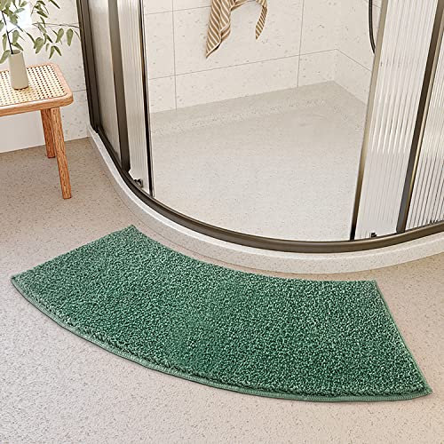 Eckdusche Badematte, 100 x 40 cm Weiche Mikrofaser Badezimmerteppich Duschvorleger Eckdusche, Badteppich in U-Form für Dusche,Badewanne und Toilette, rutschfest Waschbar Badvorleger (Grün)