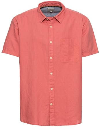 camel active Herren Kurzarm Hemd aus einem Leinen-Baumwoll-Mix Rot, Menswear-L