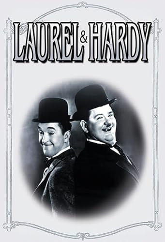 mrdeco Metall Schild 30x40cm gewölbt Laurel & Hardy Dick & Doof Lachen Blechschild
