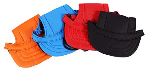 FOMIYES 4 Stücke Hund Baseball Hut Ohr Löcher Einstellen Neck Strap Welpen Haustier Kappe Leichte Atmungsaktive