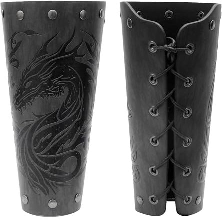 JAOYU Herren-Armschienen aus Leder, Armpanzer, Armstulpen, Handgelenk, mittelalterlicher Armschienen, Wikingerschmuck für Damen, Cosplay-Kostüm, Jyph072-schwarz, Large