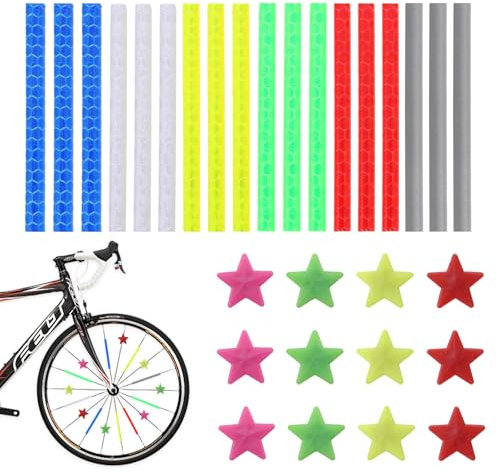 Kapokr 172 Stück Speichenreflektoren Fahrrad Bunte Katzenaugen Fahrrad Kinder Fahrrad Reflektoren Set Sterne Fahrradzubehör Kinder Fahrrad Reflektoren Speichen für Mädchen und Jungen