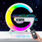 G Shaped Wireless Speaker Charger Light - Bedside Lamp With 5W Charging, Smart Color Changing, Bluetooth Speaker, Alarm Clock for Bedroom (White)