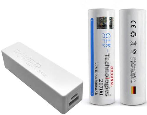 GLK-Technologies® 2X Powerbank Externer Akku Flat Top Flachpol-Akku 5000 mAh 3,7V