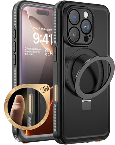 Beeasy for iPhone 16 Pro Max Case - Compatible with MagSafe, Waterproof, Shockproof, Dustproof, Full Body Cover with Built-in Stand, 6.9 Inch, Black