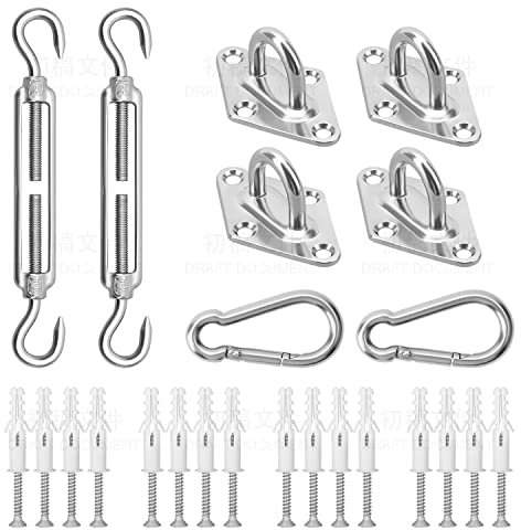 Kit di fissaggio per tende da sole da 2 pezzi, M6, robusto, in acciaio inox, per tende triangolari e rettangolari