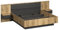 trendteam smart living - Esteban - Bett (180x200 cm) - Evoke Eiche/Anthrazit - inkl. 2 Nachtkonsolen und Beleuchtung - (BxHxT) 302 x 97 x 204 cm - Kopfteil mit edler Rautensteppung
