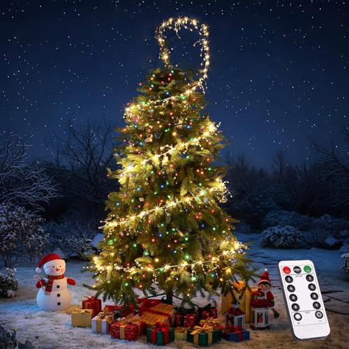 CHENRI Floating Spiral Christmas Tree Lights, 30M 300 LED Schwebende Spirale Weihnachtsbaum Lichter, LED Weihnachtsbeleuchtung mit Fernbedienung & Kristallperlen, Dekorative Lampe für Weihnachtsdeko