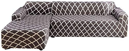 jianyana L-Form-Stretch Sofabezüge Polyester Spandex Stoff Slipcover 2ST Polyester-Gewebe Stretch Slipcovers + 2pcs Kissenbezüge für modernes Schnittsofa