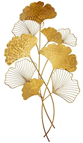 Riess Ambiente Elegante Wanddeko Ginkgo 110cm Gold in filigraner Blattform Wanddekoration Wohnaccessoire Ginkgoblatt