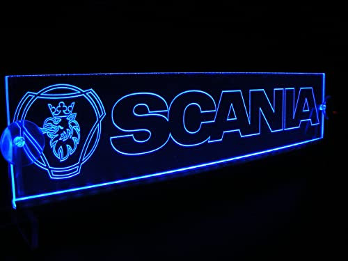 Beleuchtete LKW-Platte Angepasst an die Windschutzscheibe. Innenausstattung für Ihre Kabine Blau Geeignet für alle Scania-Modelle