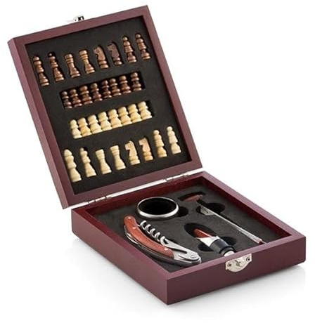 Coffret échiquier et oenologie - Jeux d'echecs et accessoires de vin