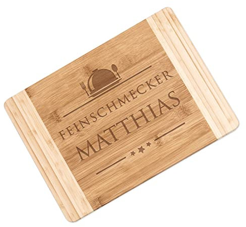 Maverton Bambus Schneidebrett mit Gravur - Servierbrett - Brotzeitbrett massiv - Größe: 35x25 cm - Schneidebrett für Männer - Weihnachtsgeschenke - zum Geburtstag - zu Weihnachten - Feinschmecker