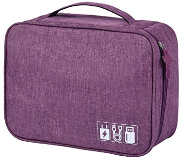 ACOPTON Electronic Organizer, Portable Travel Organizer Bag, Waterproof Electronics Accessories Storage Cases for iPad, Cables, Chargers, Hard Drive, Power Bank, Game Cards (Purple)