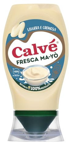 Calvé Maionese Fresca Ma-Yò, Formato 250 ml, Maionese con Yogurt Magro e il 55% in Meno di Grassi*, Ideale per Insalate di Riso, Patate Fredde e Insalatone, Senza Conservanti, Vegetariano