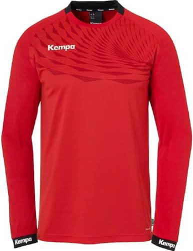 Kempa Wave 26 Longsleeve Unisex Sport Langarmshirt Sport-Pullover Handball Torwart-Trikot Langarm-Pullover für Handball Volleyball Indoor - elastisch und schnelltrocknend, Handball-Trikot, Rot/Chilirot, XL