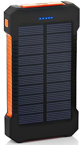 Batterie Externe Solaire Étanche 20000 MAh Chargeur Portable de Grande Capacité Ports USB Chargeur Externe Power Bank pour Smartphone Camping Lampe de Poche,Orange,139 * 75cm