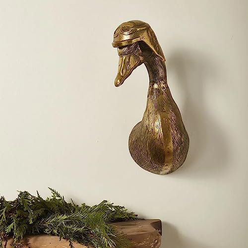 Gresonic 3D Head Wall Mount Animal Heads for Art Hanging Sculptures, Small Metal Wall Resin Art Decor Ornament Waterproof Bronzed Resin Decorations for Home (Duck Head)