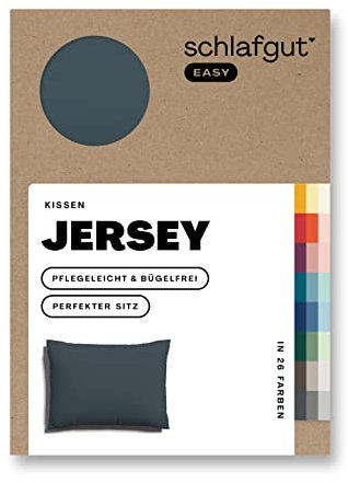 Schlafgut Easy Jersey Kissenbezug 70x90 cm Grey Deep mit 100% Baumwolle, superweicher & atmungsaktiver Kopfkissenbezug