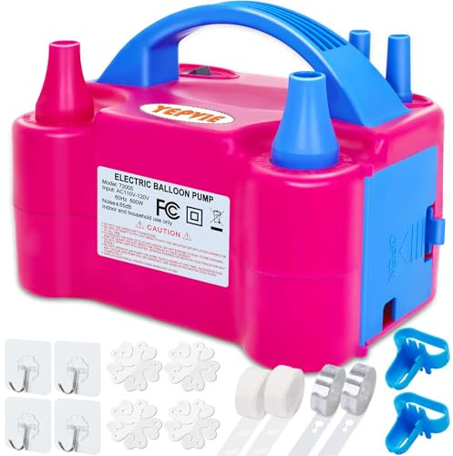 YEPVIE Electric Balloon Pump, Portable 2 Modes Balloon Blower Machine with 14 Balloon Arch Kits, Air Pump for Balloon, Ballon Inflator for Party Decoration