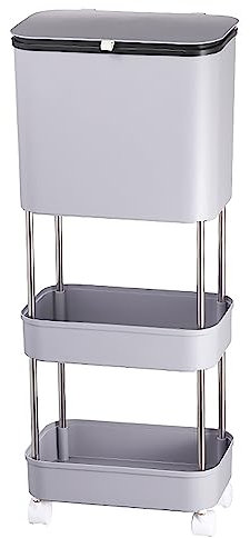 Compost bin compost bin kitchen composter kitchen compost bin trash can with lid Kitchen waste bins with fixed roller bins closed bins removable tiered bins removable discrete dividers (Color : Purpl