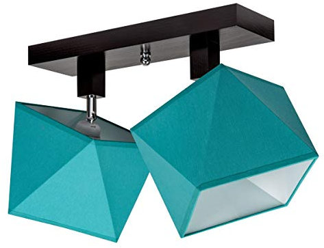 alfalux Deckenlampe DIA21TUTUDPR dreh- und schwenkbar Deckenstrahler Deckenleuchte Leuchte 2-flammig Holz Kinderzimmer Wohnzimmer Lampe LED-geeignet (Türkis)