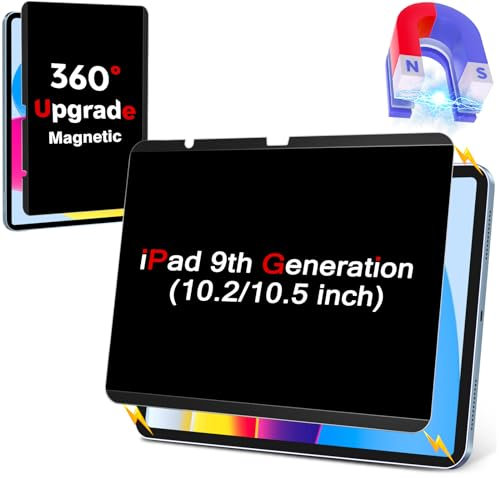 ZOEGAA 4 Wege Magnetischer Sichtschutz iPad 9. 8. 7. Generation(iPad 10.2 Zoll, 2021/2020/2019)&iPad Pro 10.5, Abnehmbarer Blickschutzfolie iPad 9. Generation&Anti Blaulicht Sichtschutzfolie iPad 9