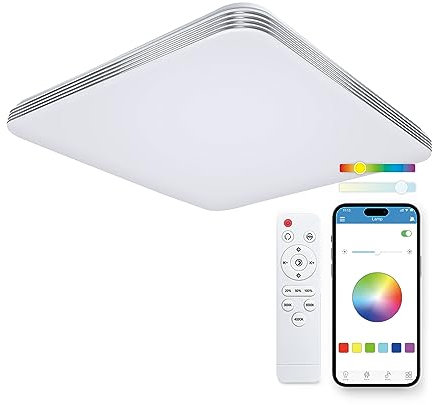 KSIX Twilight Plafón LED Techo Con Luces RGB y App iLink - Lámpara Techo Multicolor Regulable Compatible con Apple y Android - Plafones de Techo Modernos para la Casa, Cocina, Comedor, Dormitorio