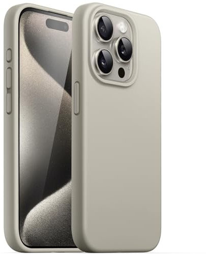 JETech Silicone Case for iPhone 15 Pro Max 6.7-Inch (Not for iPhone 15 Pro 6.1-Inch), Silky-Soft Touch Full-Body Protective Phone Case, Shockproof Cover (Natural Titanium)