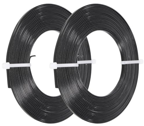 PATIKIL 16,4 Piedi Filo Alluminio Piatto, 2 Rotoli Filo Alluminio Anodizzato Flessibile da 18 Gauge (1mm Spessore) e 3mm Larghezza per la Creazione Gioielli, Colore Nero