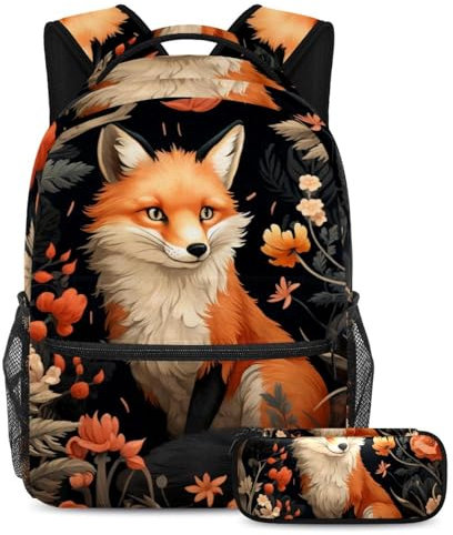 Schöner Fuchs bleibt im Trend mit diesem 2-teiligen Schulranzen-Set für Kinder, perfekt für Jungen, Mädchen und Jugendliche, Mehrfarbig Nr. 07, B:29.4x20x40cm P:19x7.5x3.8cm, Tagesrucksäcke