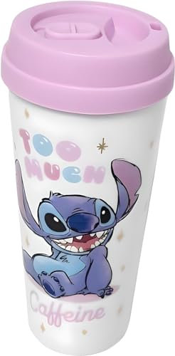 Divas World - Theme Insulated Travel Mug - Too Much Caffeine - Coffee Tea - Travel Cup for Hot and Cold Beverages - Reusable - Leak Proof - Easy to Clean - White - 19cm
