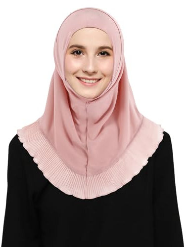 DAMILY Kopftuch Damen Hijab, Muslim Hijab Frauen, Kopftuch Damen Sommer Dehnbarer Hijab Für Frauen Islamische Abaya Damen Elegant (Rosa)
