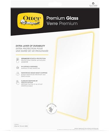 Otterbox Premium Glass Protector de Pantalla de Cristal Templado para iPad Air 13 pulgadas (2024 M2, 2025 M3), Protección avanzada contra arañazos, Antimicrobiano