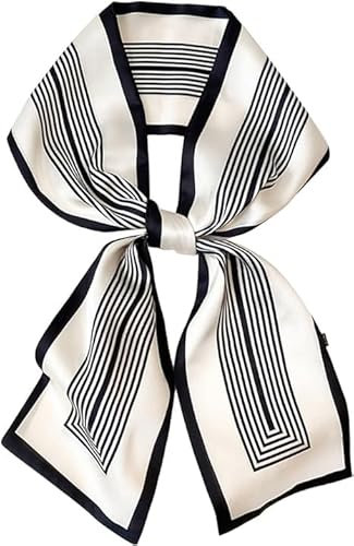 FonVan Seidenschal Seide Haarschal für Damen, Halstücher, Bandana, Satin Schal Kopftuch, Halstücher für Handtaschen, Handtaschen-Zubehör, Seidentücher Scarf (Black Molding)