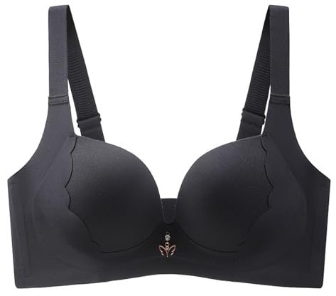 MOONBADI BH ohne bügel Schwarz Damen Komfort Starker Halt Vorne Rückenstütze Ungepolstert Ohne Bügel Minimizer BH Damen BH Push up 120C