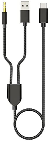 Xinsheinelry 120cm/3.9ft Type-C Cable 3.5mm AUX Cord Line 2 In 1 Charging Cable Supports For Car Stereo/Speakers/Headset