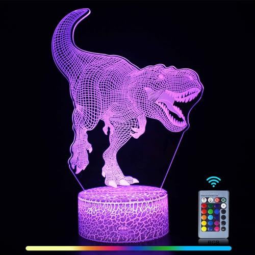 SHEMEI Fussball Geschenke Jungen Fußball Lampe Nachtlicht Kinder Pferde Einhorn Geschenke für Mädchen 3d Dino Lampe Gaming Zimmer Deko Geburtstagsgeschenk (dino02)