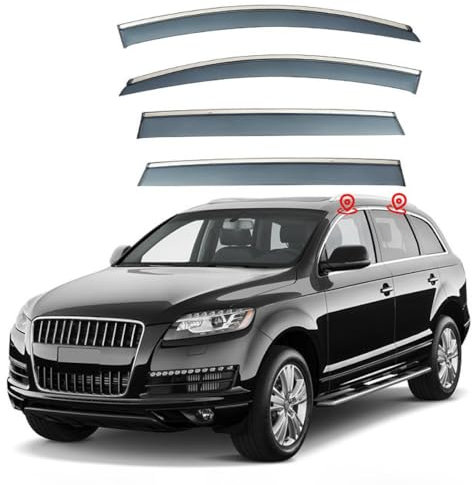 PREZ 4 Stück Windabweiser Regenabweiser für Audi Q7 4L 2006-2015, Vorn Hinten Autofenster Seitenfensterabweiser Schutz vor Wind und Regen